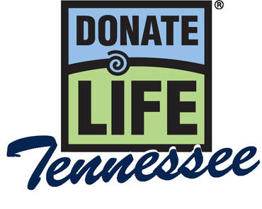 The light blue and green logo for the Donate Life organization that reads 